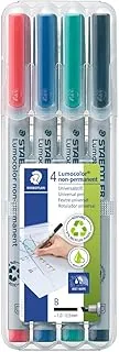 Staedtler Lumocolor Uniwersalne markery permanentne do wielokrotnego napełniania, opakowanie 6 długopisów w różnych kolorach, 0,4 mm, 313 WP6 (312 WP4 ST), czerwone