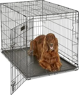 MidWest Homes for Pets Nowo ulepszona pojedyncza skrzynia dla psa iCrate o długości 106,68 cm, zawiera szczelną patelnię, nóżki chroniące podłogę, panel działowy i nowe opatentowane funkcje, czarna