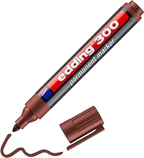 edding 300 markerów permanentnych – brązowe – 1 pisak – okrągła końcówka 1,5-3 mm – wodoodporne, szybkoschnące – odporne na ścieranie – do kartonu, tworzywa sztucznego, szkła, drewna, metalu, szkła