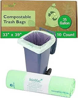 bioMat Kompostowalne 120/140l Worki na odpady organiczne, 10 Worków na odpady do Pojemników na odpady organiczne, Pojemniki na Odpady resztkowe, Made in Germany, Jakość Premium, Neutralne dla Klimatu