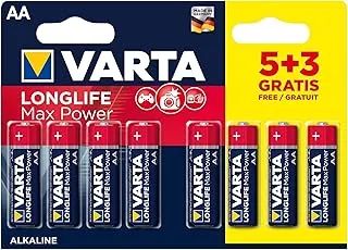 Varta 4706101428 Longlife Max Power (Max Tech) bateria alkaliczna, styl AA LR6, opakowanie 5 + 3 baterie - wzór może się różnić, pakiet oszczędnościowy, promocyjny