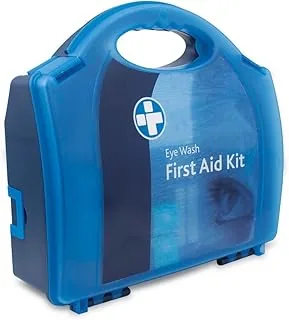 Reliance Medical Zestaw do mycia oczu pierwszej pomocy – 2 x 500 ml butelki do płukania oczu z lustrem, 2 x sterylne kapsułki z solą fizjologiczną 20 ml, krople do oczu i podkładek pod oczy