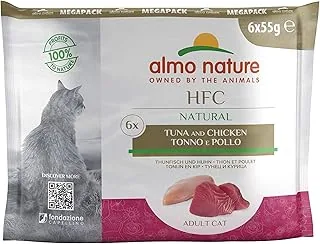 Almo Nature - HFC Natural - Tuńczyk i Kurczak - Mokra karma dla dorosłych kotów: 6 torebek świeżości 55g