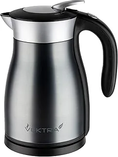 Vektra VEK-1501S izolowany próżniowo przyjazny dla środowiska, łatwy do nalewania czajnik bezprzewodowy, 1,5 l, srebrny