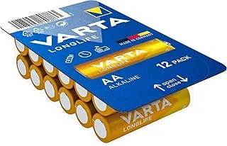 VARTA Baterie AA, zestaw 12 sztuk, Longlife, alkaliczne, 1,5 V, nadają się do pilotów, budzików, radia, zegarów ściennych, Made in Germany