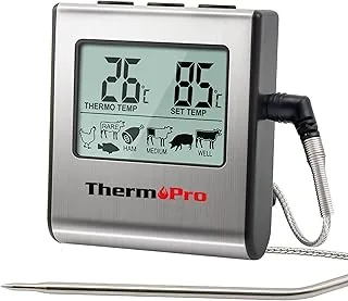 ThermoPro TP16 cyfrowy termometr do gotowania mięsa z sondą temperatury żywności ze stali nierdzewnej do płynów, piekarnika, wędzarnika, grilla, cukierków, oleju, termometru do głębokiego smażenia z