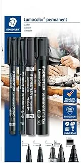 STAEDTLER Lumocolor 60 BK markery permanentne z różnymi końcówkami, 4 sztuki w blistrze
