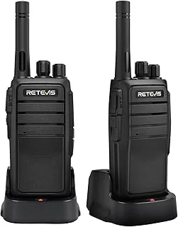 Retevis RT21 Walkie Talkie Dalekiego Zasięgu, Ładowalna Krótkofalówka dla Dorosłych, Profesjonalne Ręczne Dwukierunkowe Radio do Polowania na Kemping, ratować, nagły wypadek(Czarny, 2 Szt.)