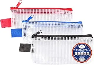 Mini torba tufowa portfel na zamek błyskawiczny przezroczyste plastikowe portfele zamykane na zamek etui na dokumenty teczka wodoodporne wzmocnione, wytrzymałe torby siatkowe (mini - 3 szt.)