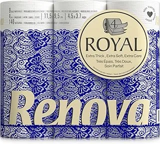 Renova Royal 200045194 Papier Toaletowy, Biały, 9 Sztuk