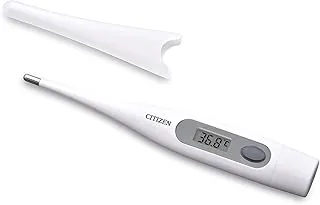 Citizen Cyfrowy termometr CTA303, wodoodporny, antybakteryjna obudowa z alarmem gorączkowym, dokładne i szybkie odczyty dla dorosłych i dzieci, biały