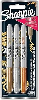 Markery permanentne Sharpie | Cienka końcówka | Asortyment metalicznych kolorów | 3 sztuki