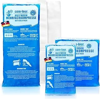 COM-FOUR® 3x kompresy w 3 róznych rozmiarach z oslona, kompresy na zimno i cieplo - opakowanie ekonomiczne - nadaja sie do mikrofalówki - Made in Germany (3 kawalki)