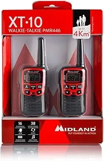 Midland XT10 - dwukierunkowe radio Walkie Talkie - 16 kanałów, promień dalekiego zasięgu - 2 krótkofalówki