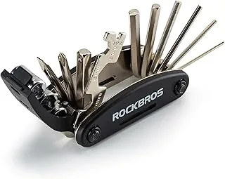 ROCKBROS Narzędzie Rowerowe, 16 w 1 Wielofunkcyjne, Mały, Lekki, Łatwy do Przenoszenia, Składany Zestaw Narzędzi Naprawczych, Czarny, Idealny Prezent Urodzinowy i Świąteczny
