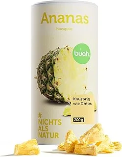 BUAH® Liofilizowany ananas | chipsy ananasowe jako przekąska lub do musli i deserów | idealny zamiennik słodyczy | wegański i bez dodatku cukru | 100% liofilizowane owoce | 200 g