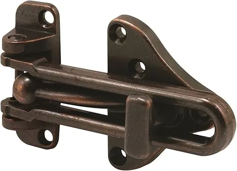 Defender seguridad U 11317 zabezpieczająca zasuwa wahadłowa do drzwi z dodatkowym zamkiem o wysokim poziomie ochrony, Classic, wykończenie w kolorze brązu, 1-Pack