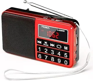PRUNUS J-429SW Radio przenośne Małe AM/FM/SW, ładowalne radio z głośnikiem AUX/SD/TF/MP3. Radio zasilane bateryjnie z dużym przyciskiem i dużym wyświetlaczem. Automatyczne zapisywanie stacji.