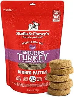Stella & Chewy's Liofilizowane surowe paszteciki - przepis na indyka - bogate w białko bezzbożowe karma dla szczeniąt i psów - idealna dla wybrednych zjadaczy - 14 uncji