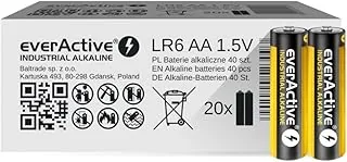 EverActive Baterie AA Pro alkaliczne Mignon LR6, Czarny, Żłty, 40 Sztuk