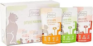 MjAMjAM - Mokra karma premium dla kotów – pakiet miksowy I – kurczak, wołowina, serca, opakowanie 12 sztuk (12 x 125 g), bez zbóż, z bardzo dużą ilością mięsa