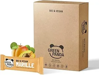 GREEN PANDA® Wegańskie batony owocowe z morelami | 100% ekologiczne słodycze bez cukru | baton energetyczny bez cukru | tylko 5 składników | słodycze bez cukru z ekologicznych moreli, winogron winogron | 12 x 30 g