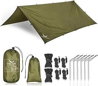 Plandeka namiotowa premium 3 x 3 do hamaka outdoorowego na kemping, wodoszczelna, z oczkami, żagiel przeciwsłoneczny, plaża, ultra lekka, ochrona przed słońcem, promieniowaniem UV, ochrona