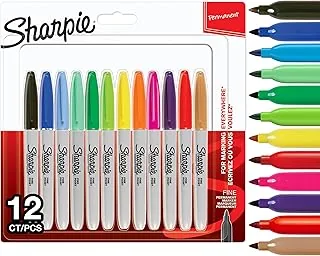 Markery permanentne Sharpie | Cienka końcówka | Asortyment kolorów | 12 sztuk