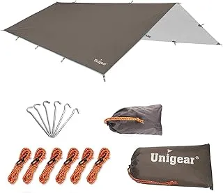 Unigear plandeka przeciwdeszczowa, tarp deszcz mucha płótno namiotowe, wodoodporne, składane, lekkie, wodoodporne, do kempingu, ochrony przed deszczem, śniegiem i słońcem
