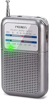PRUNUS DE333 Przenośne Radio Tranzystor z FM AM, Wskaźnik Sygnału, Zasilanie Bateryjne AAA, Mini Kieszonkowe Na Spacery, Jogging i Kemping