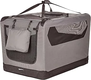 Amazon Basics 12002-36GY Skrzynka Transportowa dla Zwierząt Domowych, 91 cm, Szara