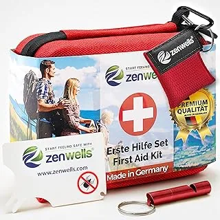 Zestaw pierwszej pomocy zgodnie z normą DIN 13167 – z maską CPR i kocem ratunkowym – wodoszczelny i kompaktowy – idealny do aktywności na świeżym powietrzu, w podróży i na co dzień