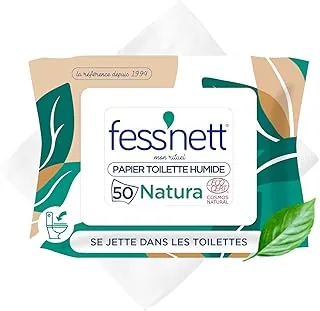 Fess'nett Natura wilgotny papier toaletowy, 50 sztuk, testowany dermatologicznie, 0% parabenów, 0% fenoksyetanol, hipoalergiczny
