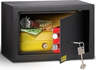 HomeSafe HV20K Sejf z wysokiej jakości zamkiem kluczowym, 20x31x20cm (HxWxD), Czarny Satynowy