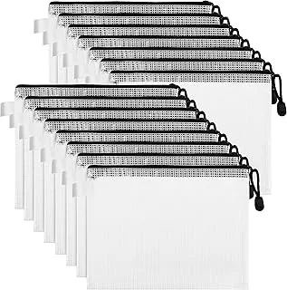 Belle Vous Duża plastikowa saszetka na dokumenty, zamykana na zamek błyskawiczny, przezroczysta (15 szt.) – folder A4, organizer, wodoszczelna teczka na dokumenty podróżne