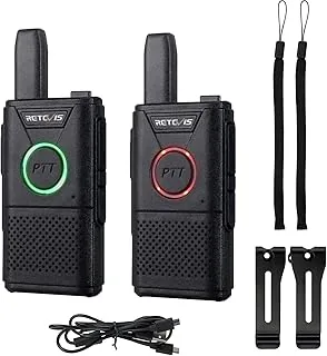 Retevis RT618 Mini KróTkofalóWka, Bez Licencji, 16 KanałóW Vox Dual Ptt, Ultracienkie, Z MożLiwośCią Ponownego łAdowania, Kabel Usb Do łAdowania (1 Para, Czarny)