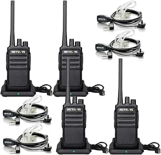 Retevis RT617 Walkie Talkie z Zestawem Słuchawkowym, Radio PMR Bez Licencji, Daleki Zasięg, 16 Kanałów, VOX, Zestaw Radiowy, Regeneracja, Plac Budowy, Sklep z Narzędziami, Fabryka (2 Pary, Czarny)