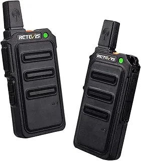 Retevis RT619 Walkie Talkie, Ładowalne Radio Mini, Bateria PMR446 VOX1300 mAh 16 CH, CTCSS i DCS, Metalowy Klips, Krótkofalówki, Przenośne Ręczne Radio Dla Rodzin (Czarne, 2 Sztuki)