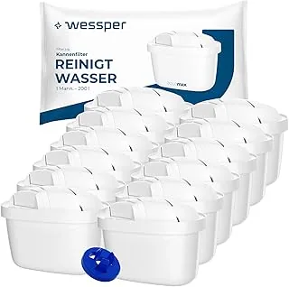 Wessper Zestaw 12 Wkładów Filtrujących Wodę Kompatybilnych z Brita Maxtra+, Maxtra Pro, Marella, Style i Elemaris – Filtry Do Dzbanków – Redukują Chlor, Kamień i Zanieczyszczenia