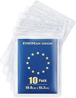 MIFFLIN Etui na paszporty (przezroczyste, opakowanie 10 sztuk), bardzo duże (XXL) etui na identyfikator z imieniem, wodoodporne pionowe plastikowe etui na karty
