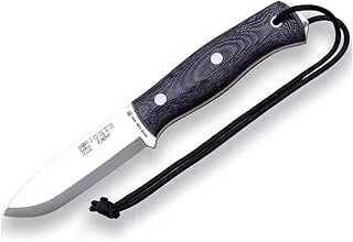 Joker Nóż survivalowy Ember CM122-P, ostrze 10,5 cm ze stali SANDVIK 14C28N, skórzana pochwa z krzesiwem i uchwytem z płótna Micarta, narzędzie do wędkowania, polowania, na kemping i wędrówki