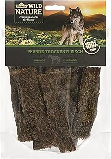 Dehner Wild Nature przekąska dla psów, wysokiej jakości przysmaki dla psów, bezglutenowa/bez zbóż, przekąska dla psów, suszone mięso końskie, 200 g