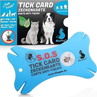 BluePet Karta na kleszcze z lupą w formacie karty kredytowej – środek do usuwania kleszczy i nimfy u ludzi i zwierząt – Tick Card jako pierwsza pomoc dla psa i kota w domu