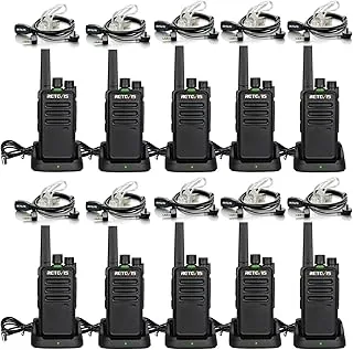 Retevis RT668 Walkie Talkie z Zestawem Słuchawkowym, Radiotelefon PMR446 Bez Licencji, Krótkofalówka Dalekiego Zasięgu z Akumulatorem, Przenośne Radio Dla Bezpieczeństwa, Hotelu (Czarne, 10 Sztuk)