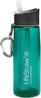 LifeStraw Go Filtr do wody, butelka 1 l z 2-stopniową zintegrowaną słomką filtrującą, do wędrówek, wędrówek z plecakiem i podróży