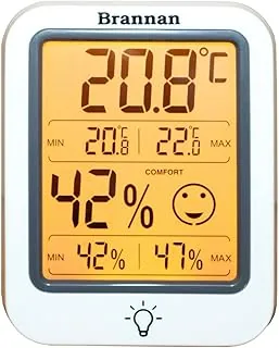 Brannan Cyfrowy termometr pokojowy, miernik wilgotności wewnętrznej, higrometr, dokładny termometr pokojowy, maks. min, nagrywanie, podświetlenie tła LCD