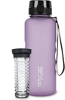 720°DGREE Butelka na wodę 1,5l „uberBottle” softTouch +Wkład na owoce – Bez BPA – Do siłowni, fitnessu i na wędrówki – Wielka butelka XL z Tritanu: lekka, odporna na uderzenia, wielorazowa