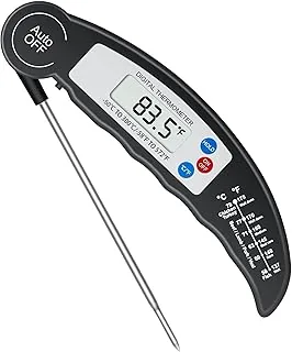 Flintronic Cyfrowy termometr do natychmiastowego odczytu mięsa, wysoka dokładność, °F/°C, automatyczne włączanie/wyłączanie, czarny, termometr kuchenny
