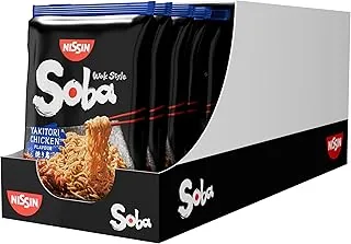 Nissin Soba Bag – Yakitori Chicken Chicken, 9 sztuk, wok style makaron instant, z sosem przyprawowym, szybkie przygotowanie, azjatyckie jedzenie (9 x 110 g)