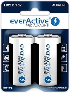 Everactive Pro Alkaline D LR20 Zestaw Baterii Alkalicznych, Wielokolorowy, 2 Sztuki